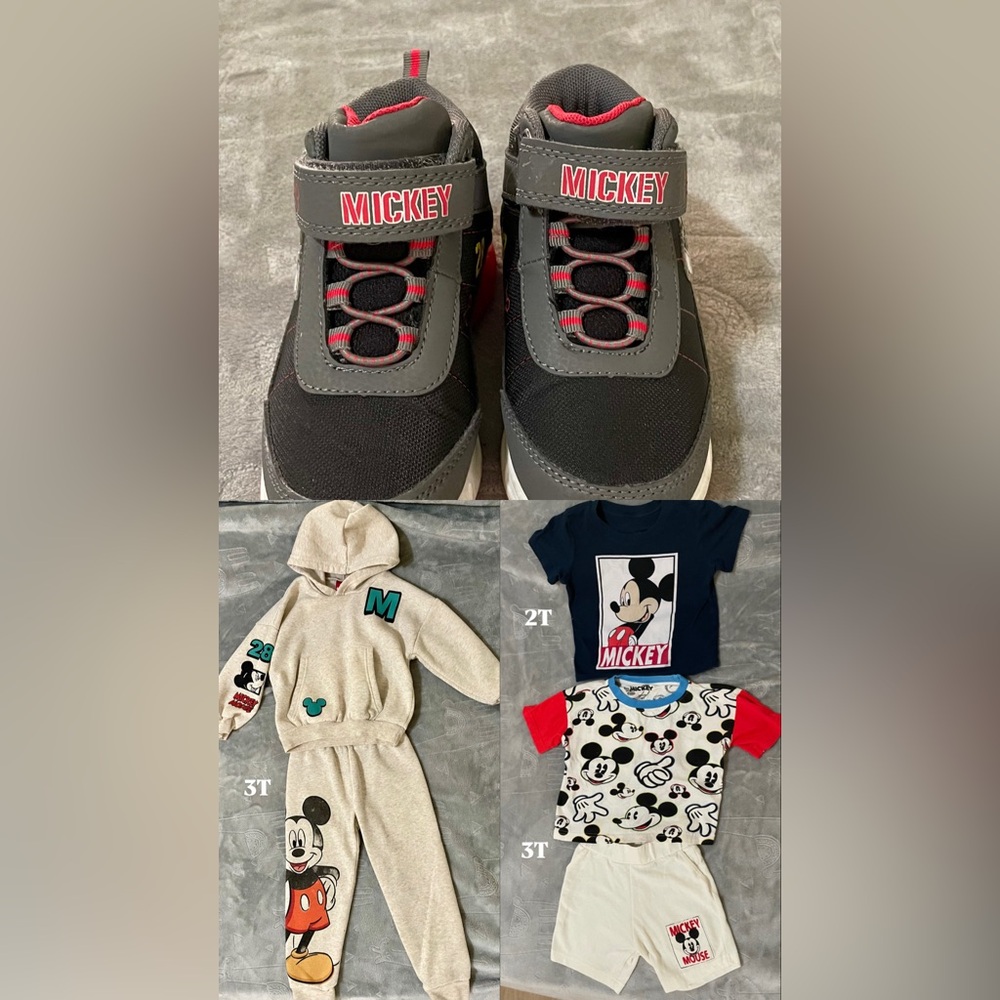 Disney Mickey Mouse Toddler Clothing and Shoe Bundle Lot of 6